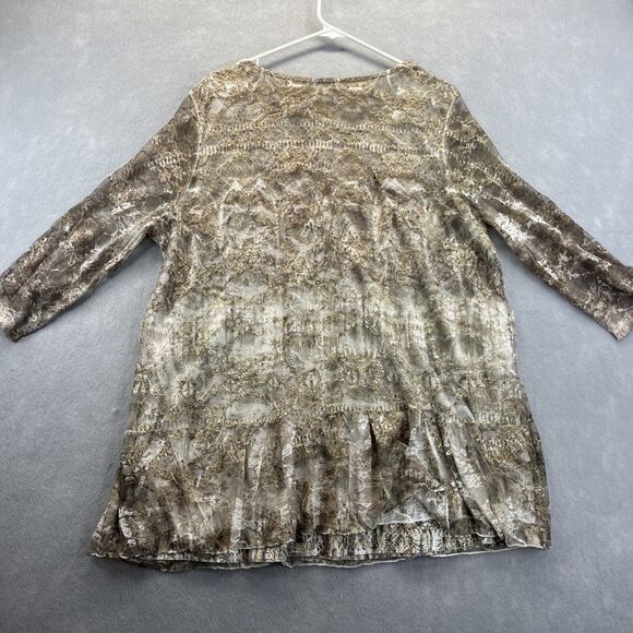 CAL STYLE Vintage Floral Tunic Lace Overlay Blouse Top XL Boho USA - Picture 2 of 8